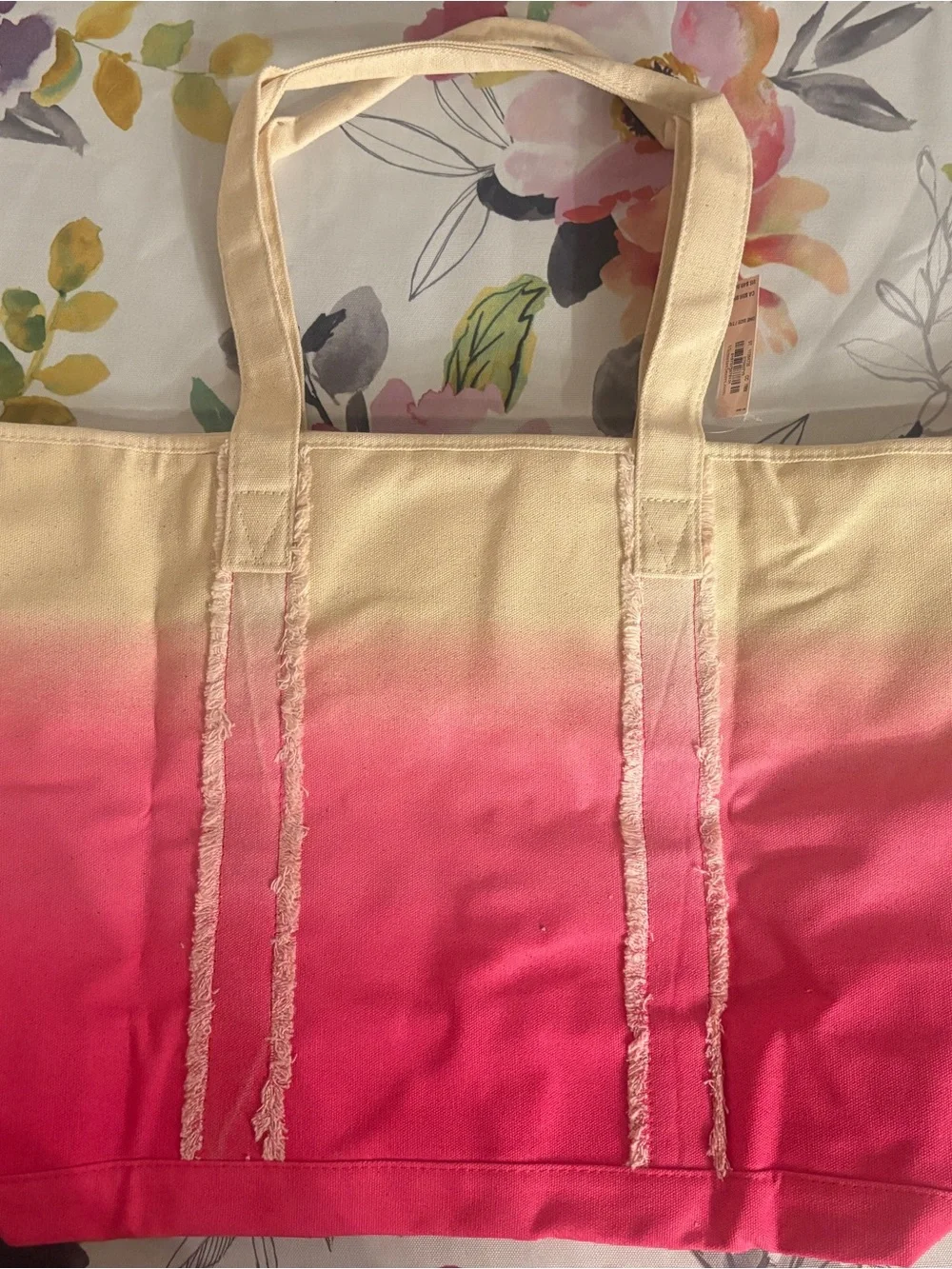 Victoria's Secret Canvas Ombre Pink & Cream Tote